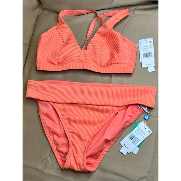 Bleu Rod Beattie Coral Chic Walk The Line Ribbed Hipster Bikini Bottom 10 - Picture 3 of 5